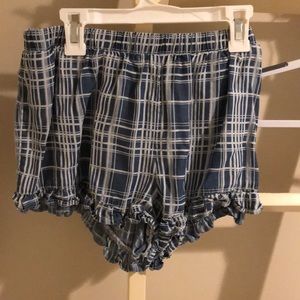 blue and white print shorts size S